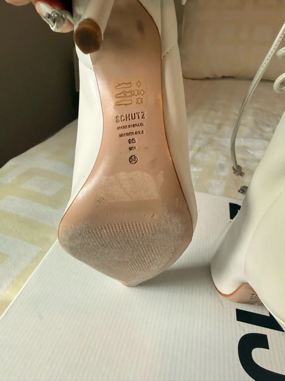 Schutz Tennie Bootie lace up leather bootie… bone color - Picture 13 of 16